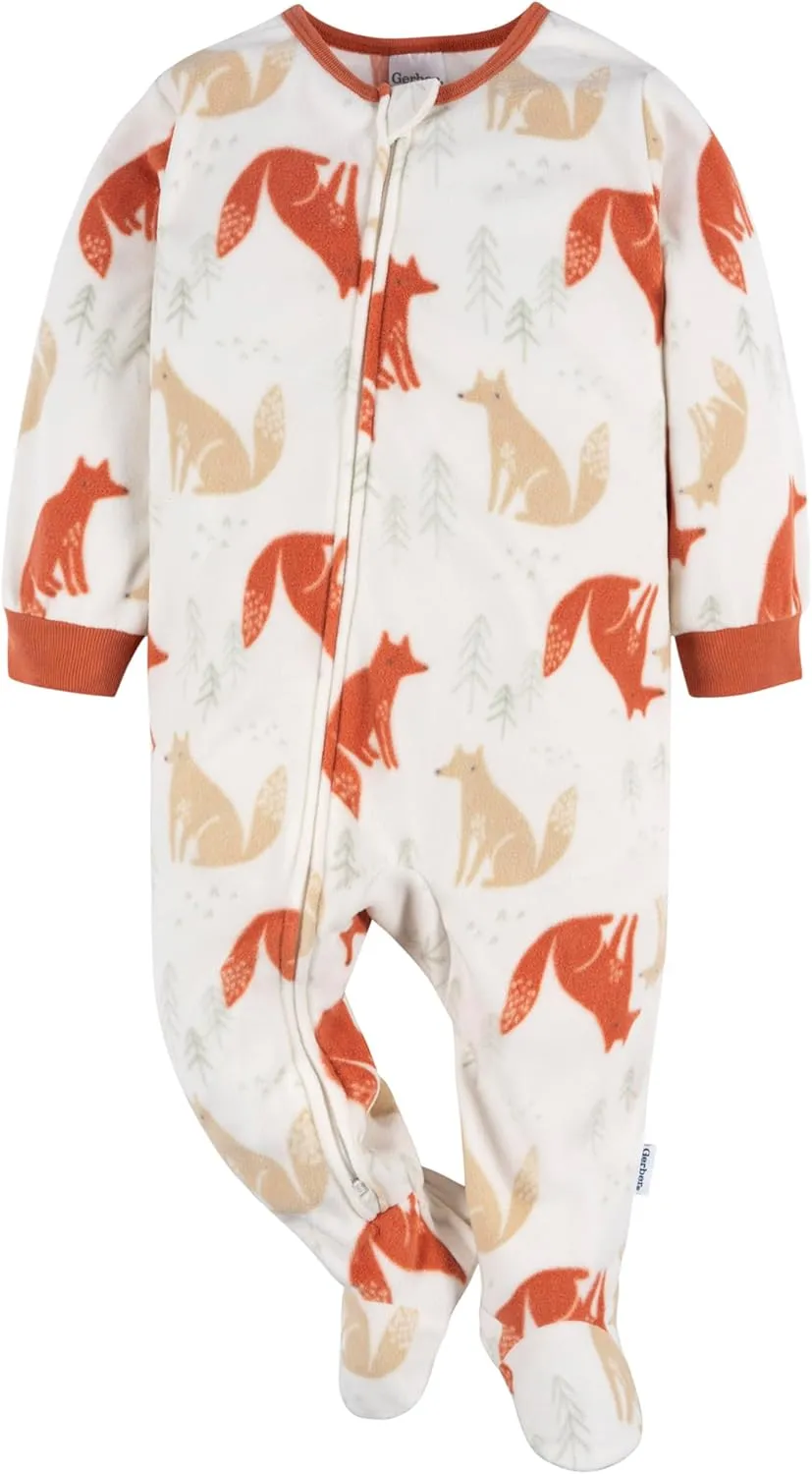 Gerber baby-boys Flame Resistant Fleece Footed Pajamas 3-pack
