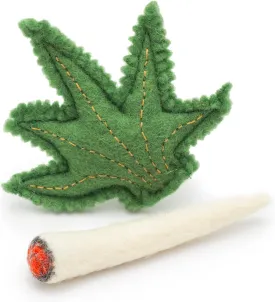 Glaciart One Catnip Joint & Leaf Cat Toy Set | Crack for Funny Kittens, Stimulating Toys for Boredom, Exercise & Play | Filled w/Organic Catnip to Excite/Calm Kitty | Organic Idea