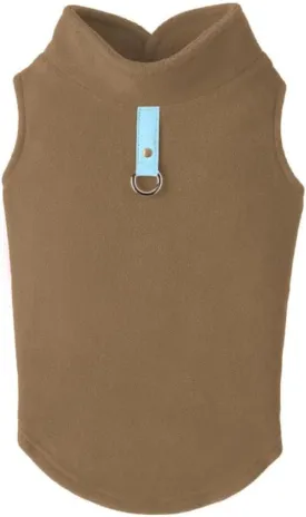 Gooby - Fleece Vest, Small Dog Pullover Fleece Jacket with Leash Ring, Clay, Small