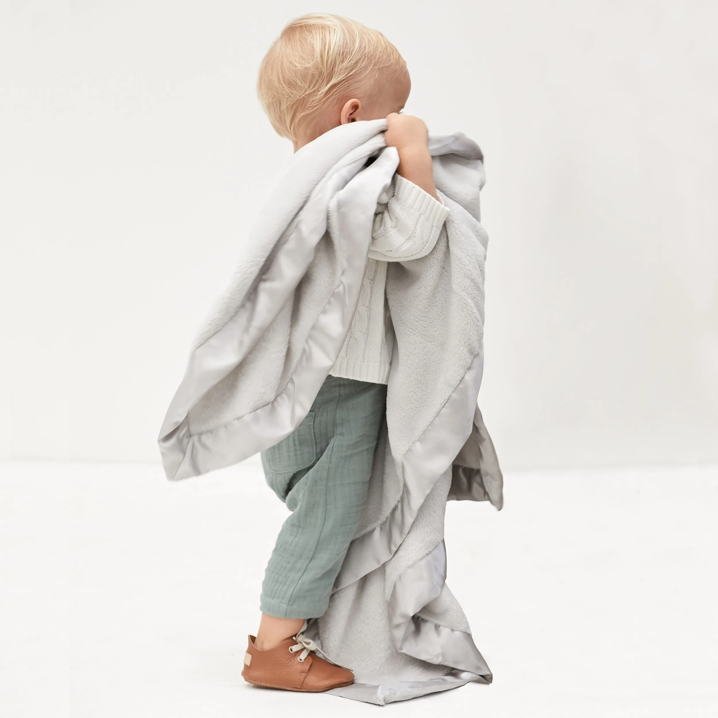 Gray Coral Fleece Baby Stroller Blanket