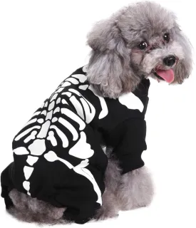 Halloween Costume for Pet Dogs Cats Spider/Skeleton Pet Costumes for Small Medium Large Dogs Party Costume Clothes Pet Jumpsuit Shirt Cosplay Dress Up Puppy Apparel (Large, Black Skull Skeleton)
