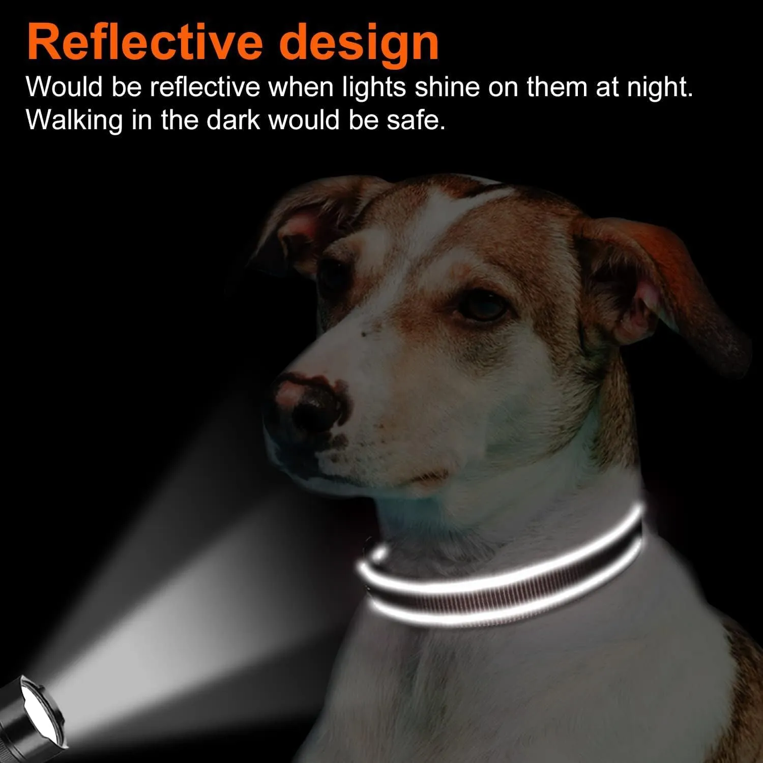 Joytale Reflective Dog Collar,Soft Neoprene Padded Nylon Pet Collar Adjustable for Large Dogs,Brown,Large