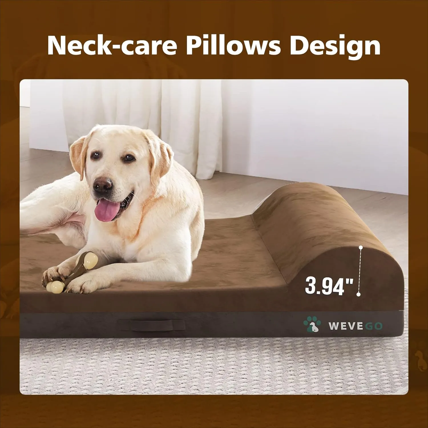 Jumbo Orthopedic Dog Bed, Pillow Dog Bed with Thicken Gel Memory Foam Flannel Fabric, Durable Waterproof Liner & Removable Washable Cover with Non-Slip Bottom