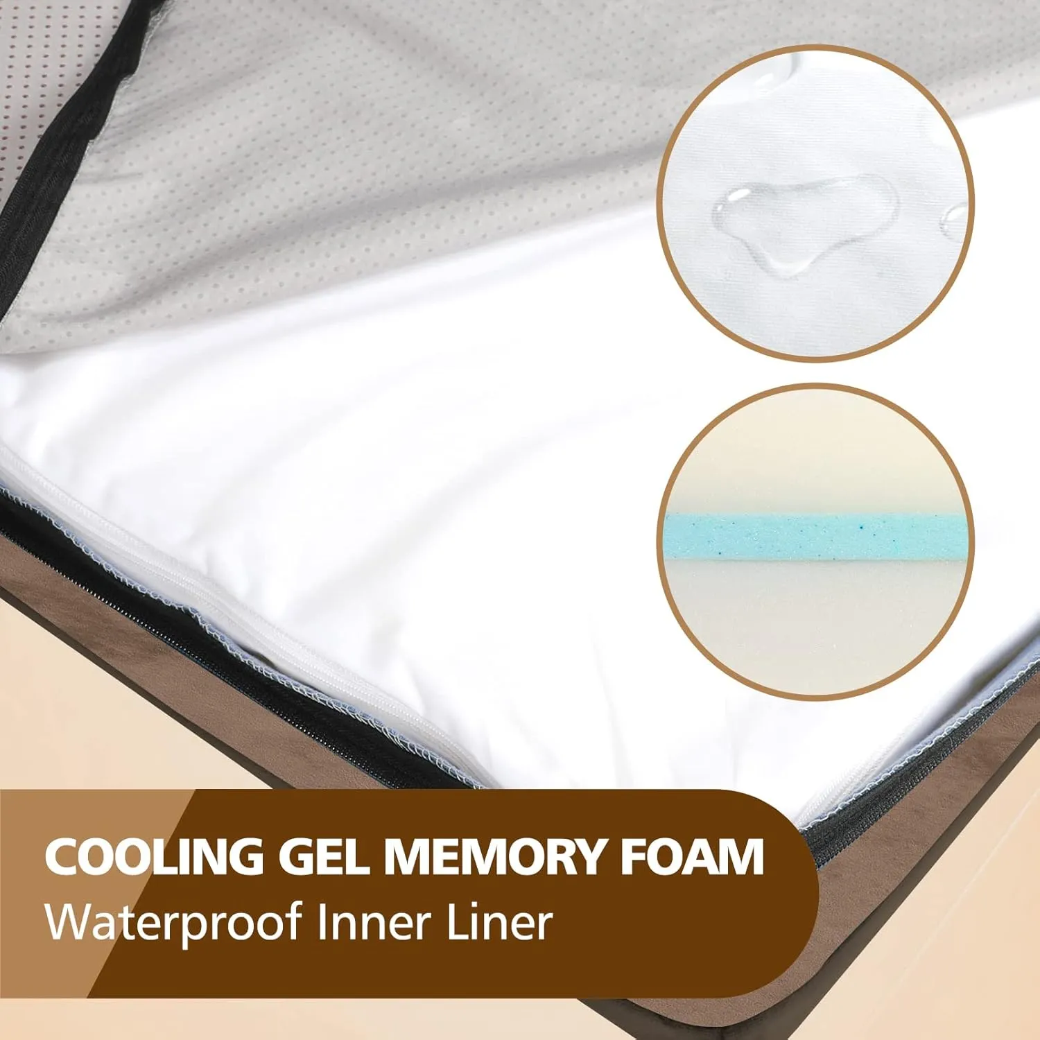 Jumbo Orthopedic Dog Bed, Pillow Dog Bed with Thicken Gel Memory Foam Flannel Fabric, Durable Waterproof Liner & Removable Washable Cover with Non-Slip Bottom