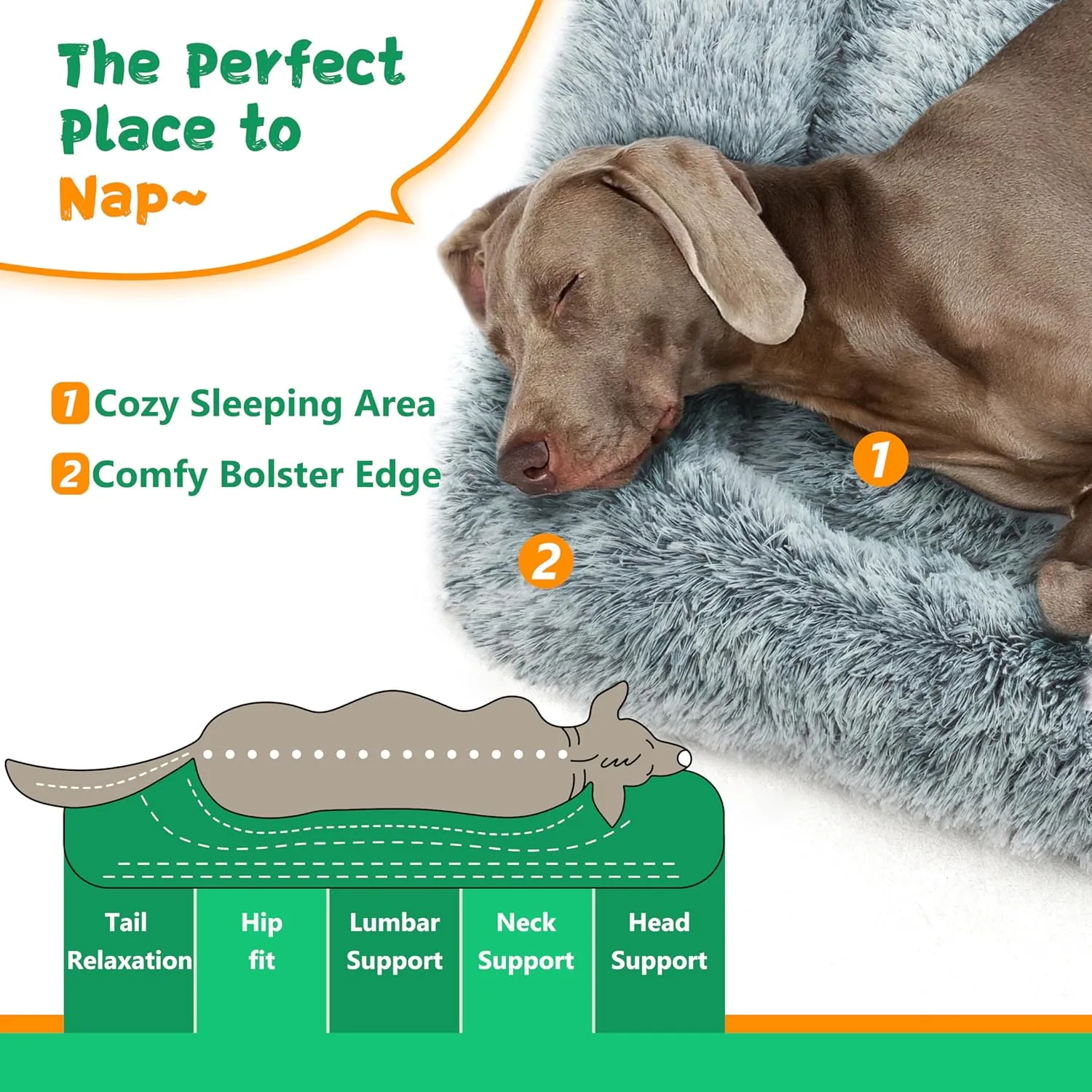 KISYYO Deluxe Dog Bed Mat for Extra Large Dogs Fluffy Cozy Kennel Pad Washable Dog Crate Mat 42 inch with Pillow Edge Design