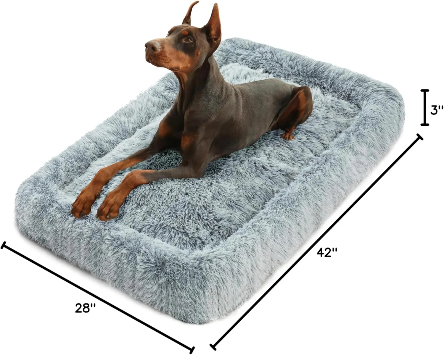 KISYYO Deluxe Dog Bed Mat for Extra Large Dogs Fluffy Cozy Kennel Pad Washable Dog Crate Mat 42 inch with Pillow Edge Design