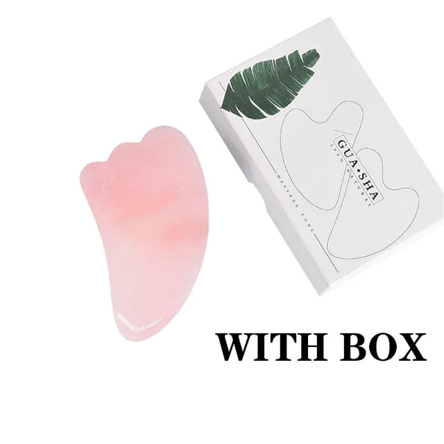 Natural Rose Quartz Roller Noiseless Slimming Face Lift Massager Jade Roller Facial Massage Stone Beauty Skincare Set For Women