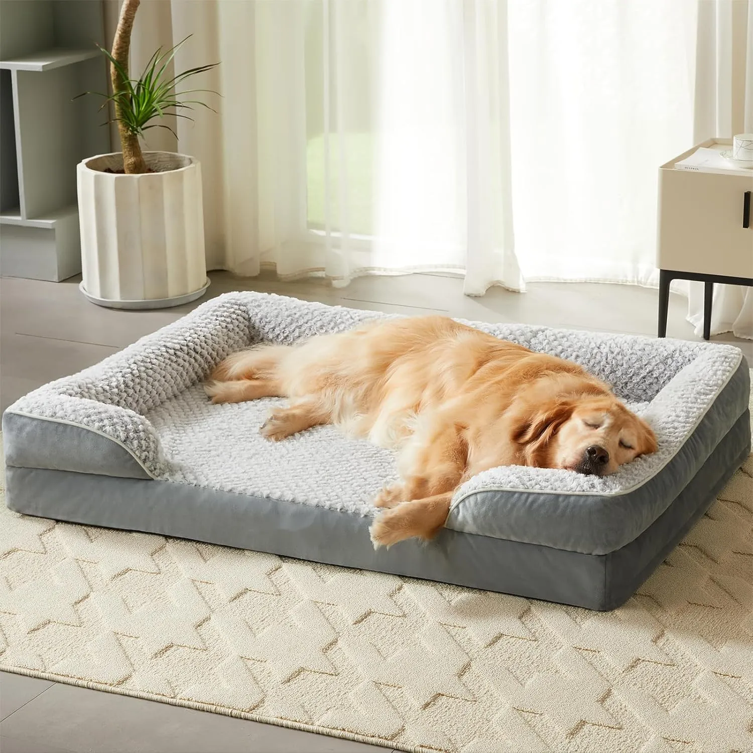 Orthopedic Dog Bed for Medium Dogs, Egg Crate Foam Bed for Medium Dogs, Equipped with Removable Waterproof Pillow Cover and Anti-Slip Bottom, Pet Bed