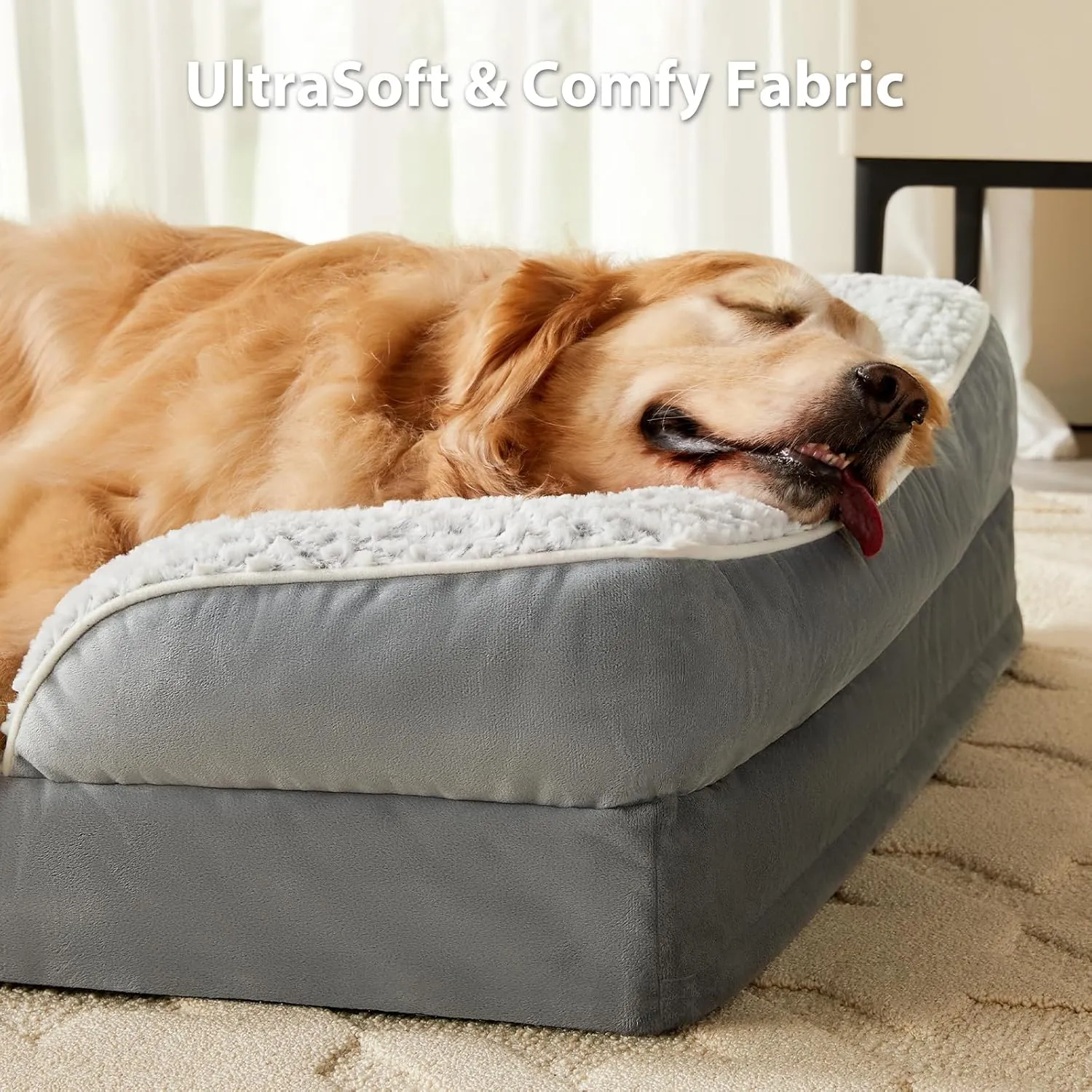 Orthopedic Dog Bed for Medium Dogs, Egg Crate Foam Bed for Medium Dogs, Equipped with Removable Waterproof Pillow Cover and Anti-Slip Bottom, Pet Bed