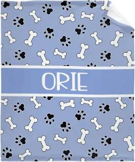 Personalized Photo Throw Blanket - Personalized Dog Blanket Paws Name and Bones for Kids/Adults/Family, Birthday Christmas Souvenir Gift 30"x40" for Toddlers Pets