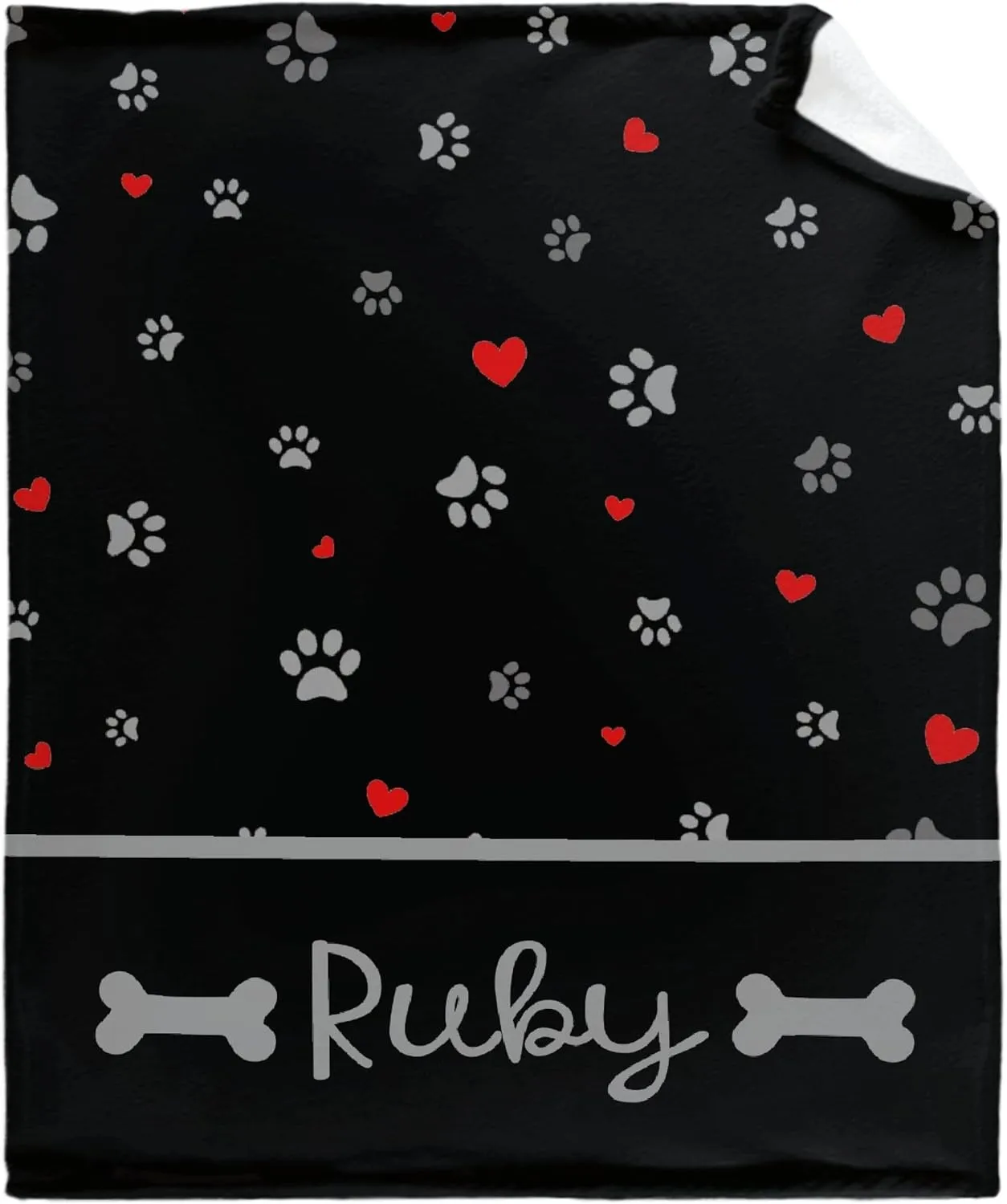 Personalized Photo Throw Blanket - Personalized Dog Blanket Paws Name and Love Heart for Kids/Adults/Family, Birthday Christmas Souvenir Gift 30"x40" for Toddlers Pets