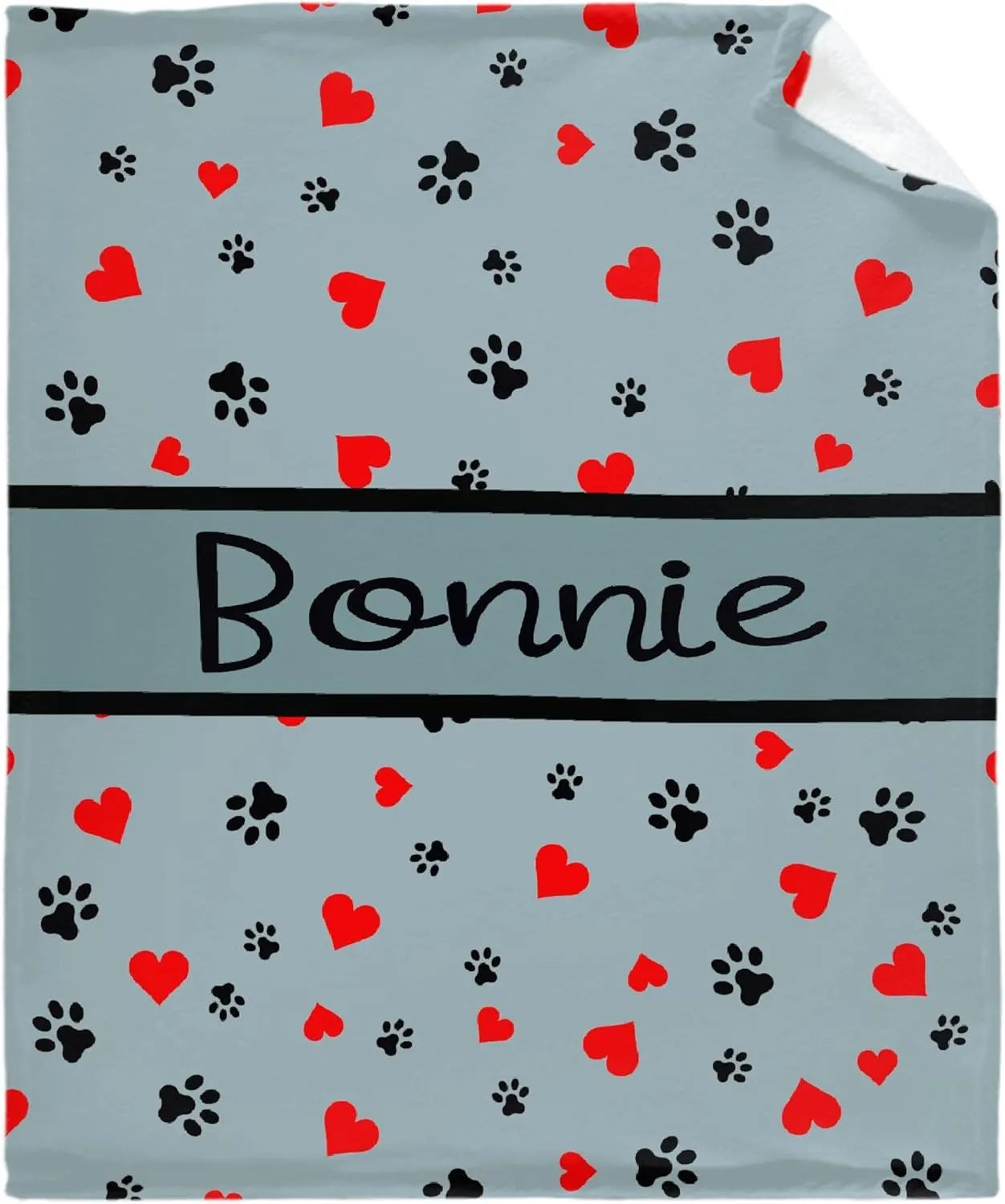 Personalized Photo Throw Blanket - Personalized Dog Blanket Paws Name and Love Heart for Kids/Adults/Family, Birthday Christmas Souvenir Gift 30"x40" for Toddlers Pets