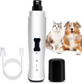 Pet Dog Nail Grinder, Professional Electric Dog Nail Trimmers with LED Light, 2-Speed USB Rechargeable Pet Nail Clippers Quiet Painless Paws Grooming for Small Medium Dogs & Cats