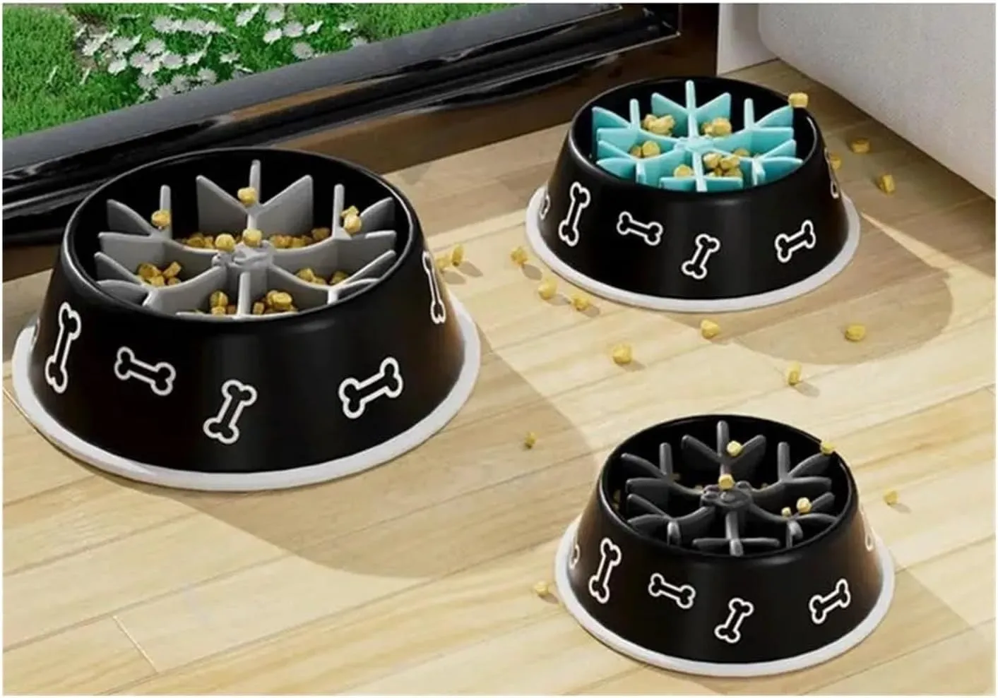 Pet Feeding Bowls Dog Insert Food Grade Silicone Slow Feeder Feeder(Black l)