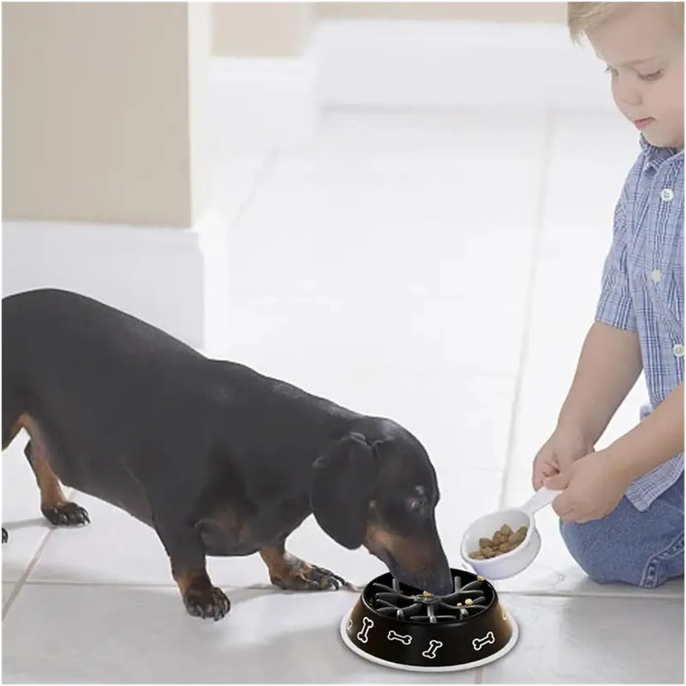 Pet Feeding Bowls Dog Insert Food Grade Silicone Slow Feeder Feeder(Black l)