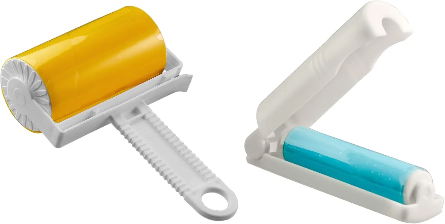Pet Hair Remover for Clothes - Sticky Reusable Lint Rollers for Pet Hair - Silicone Lint Roller with Plastic Handle - Washable Lint Roller for Sofa, Clothes, Furniture, 2 Pcs