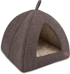 Pet Tent-Soft Bed for Dog and Cat by Best Pet Supplies - Brown Linen, 16" x 16" x H:14"