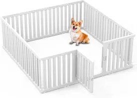 Plastic Dog Playpen for Indoor Outdoor, 15-Panel Portable Pet Fence, Puppy Playpen with Secure Locking Door Keep Pets Secure, Easy Assemble and Fold