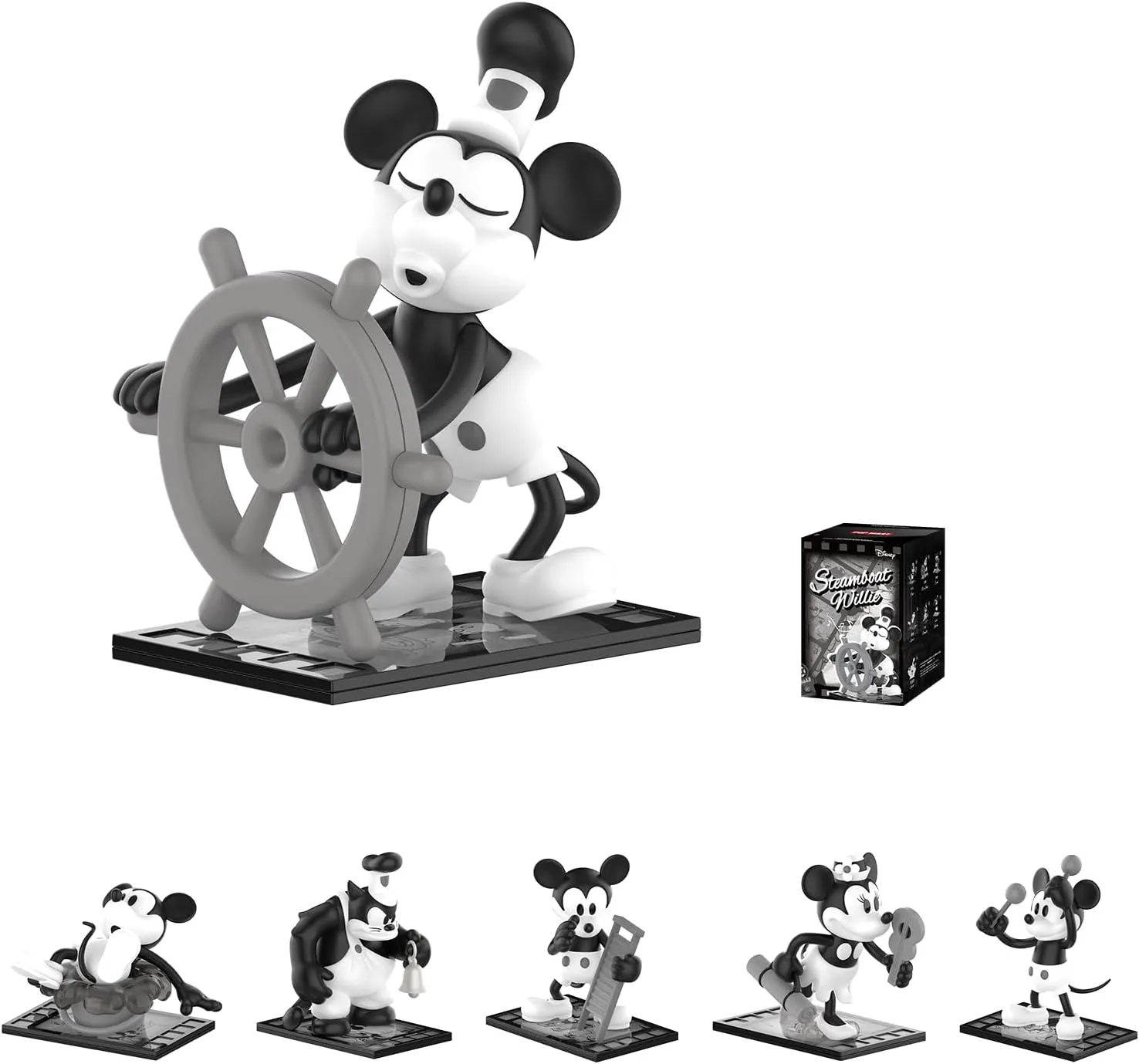POP MART Disney Steamboat Willie Series Figures, Disney Blind Box Figures, Random Design Action Figures Collectible Toys Home Decorations, Holiday Birthday Gifts for Boys and Girls, Single Box