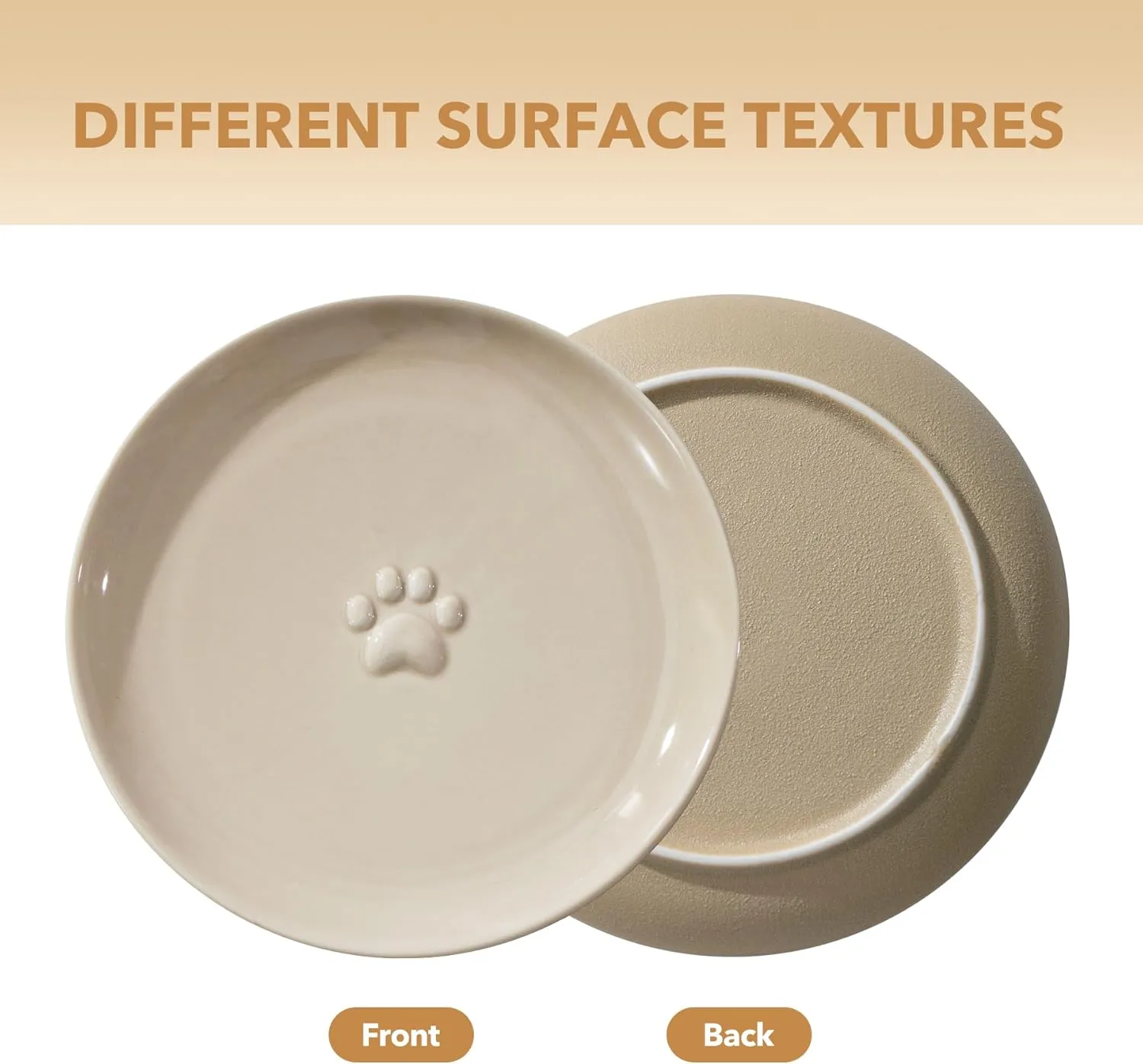 Raised Ceramic Wide Whisker Friendly Cat Dishes, Food& Water Bowl with 2 Style Stand Adjustable Pet Bowl Set, Anti Whisker Fatigue(2Dish 2Shallow Dish Stand