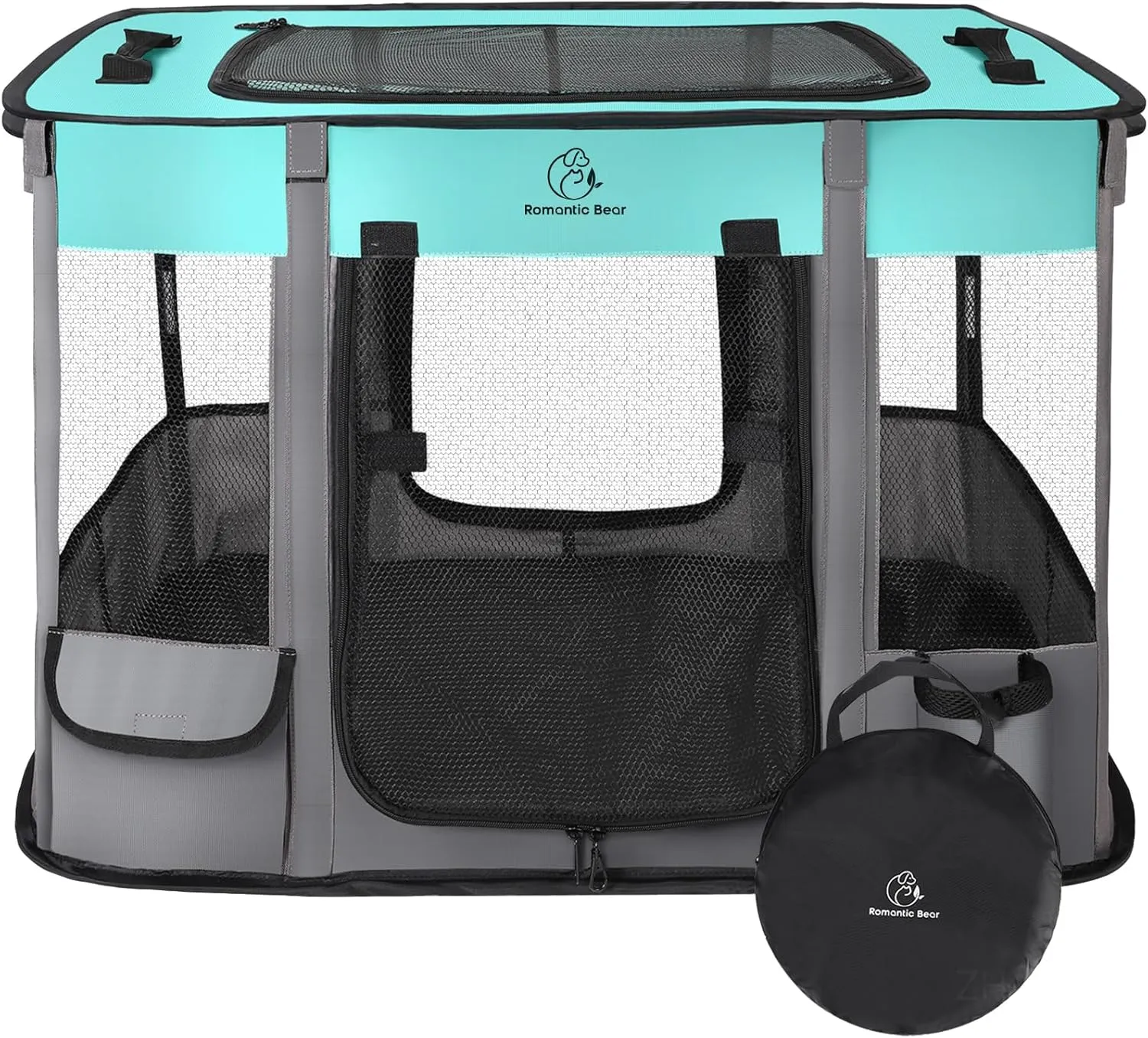 ROMANTIC BEAR Foldable Dog Cat Playpens,Portable Exercise Kennel Tent,Indoor Outdoor Travel Camping Use for Puppy Cats Kittens Rabbit Small Animals with Carrying Case