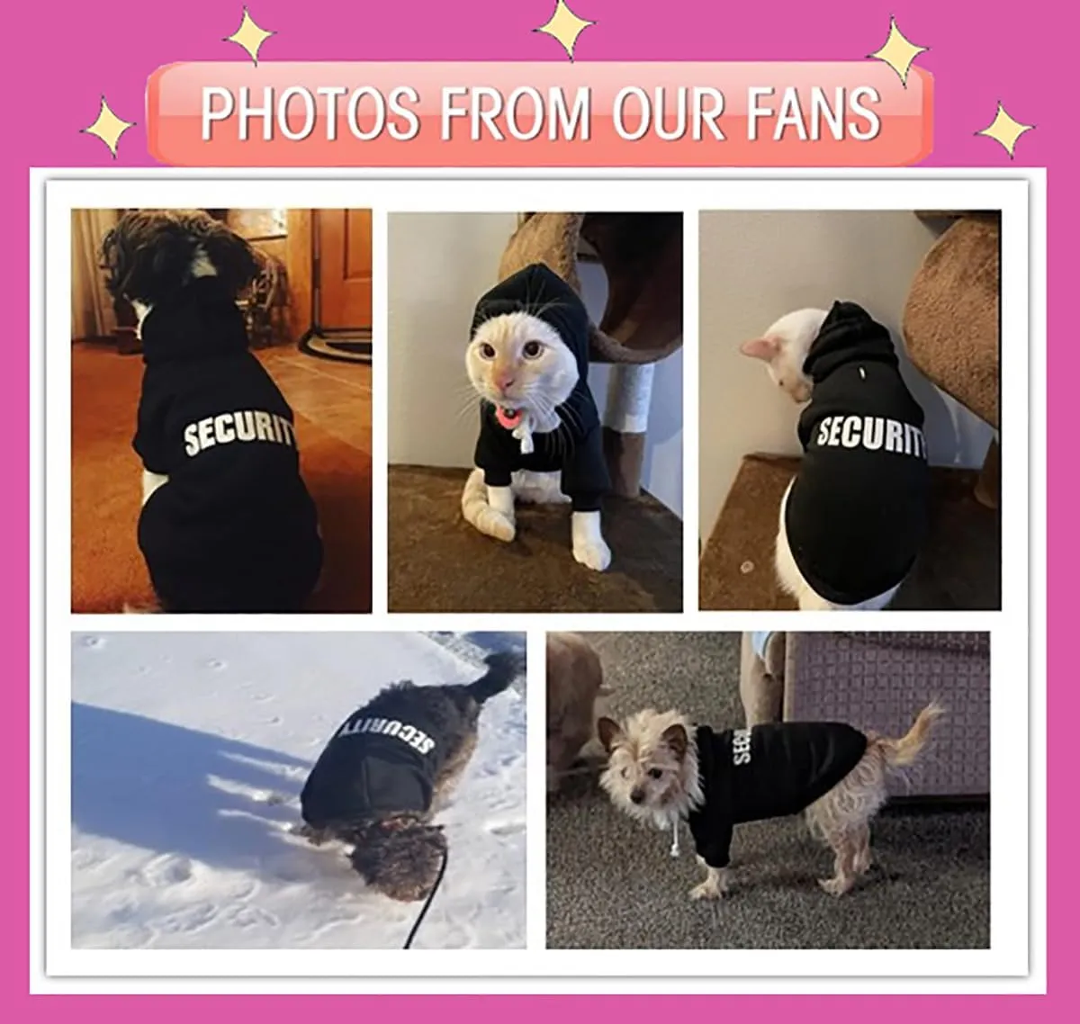 Security Dog Hoodies Dog Clothes Apparel Winter Sweatshirt Warm Sweater Cotton Puppy Small Dog Hoodie for Small Dog Medium Large Dog Cat (Grey, XS)