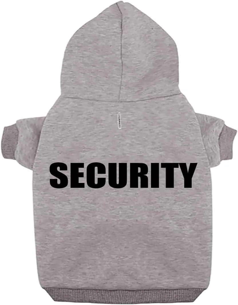 Security Dog Hoodies Dog Clothes Apparel Winter Sweatshirt Warm Sweater Cotton Puppy Small Dog Hoodie for Small Dog Medium Large Dog Cat (Grey, XS)