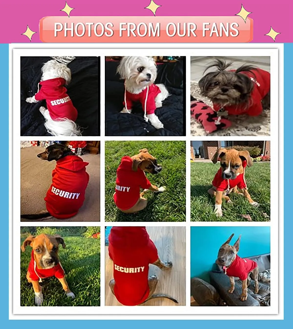 Security Dog Hoodies Dog Clothes Apparel Winter Sweatshirt Warm Sweater Cotton Puppy Small Dog Hoodie for Small Dog Medium Large Dog Cat (Magenta, XS)
