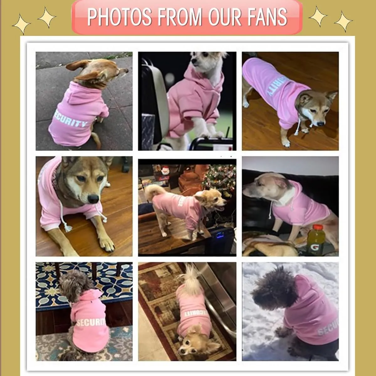 Security Dog Hoodies Dog Clothes Apparel Winter Sweatshirt Warm Sweater Cotton Puppy Small Dog Hoodie for Small Dog Medium Large Dog Cat (Magenta, XS)