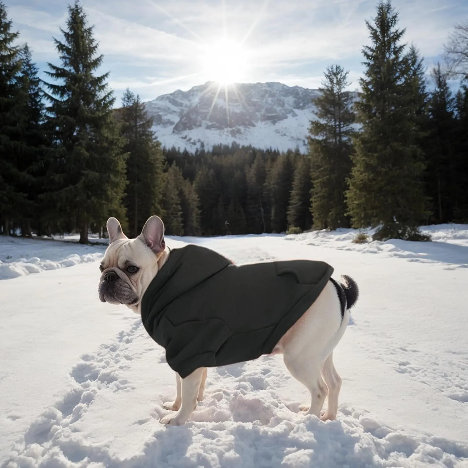 Small Dog Hoodie with Leash Hole and Pocket, Soft Winter Dog Sweater, Cozy Hoodies Sweatshirt for Small Dogs Puppy and Cat, Cold Weather Pet Clothes (Black Dog Hoodie, S)