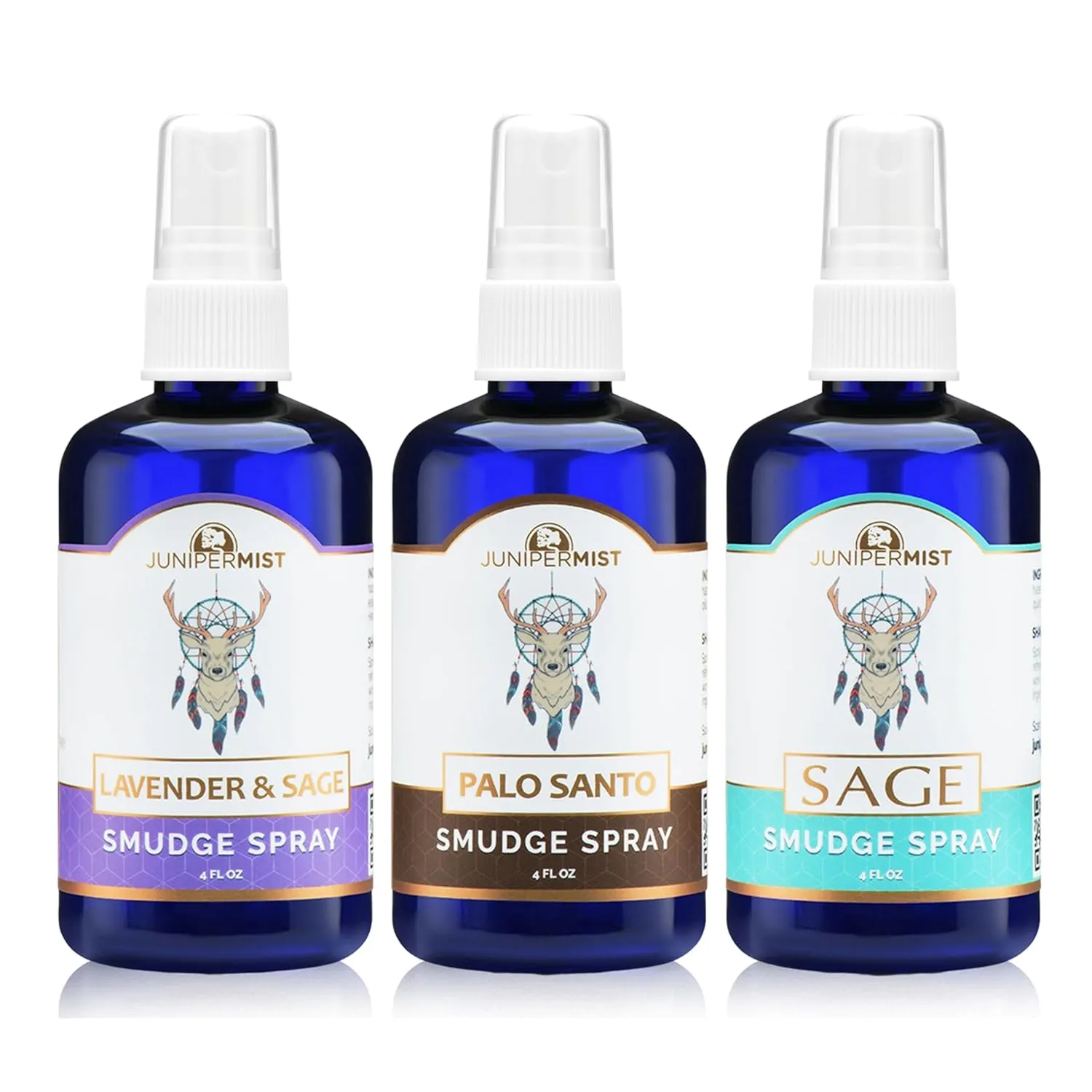 Smudge Spray Gift Set (3x4oz) - Love, Grounding, Cleansing, Awakening - Smudge Spray for Protection  Sage, Palo Santo & Lavender for Smudging  Smokeless Sage Mist  Made in USA