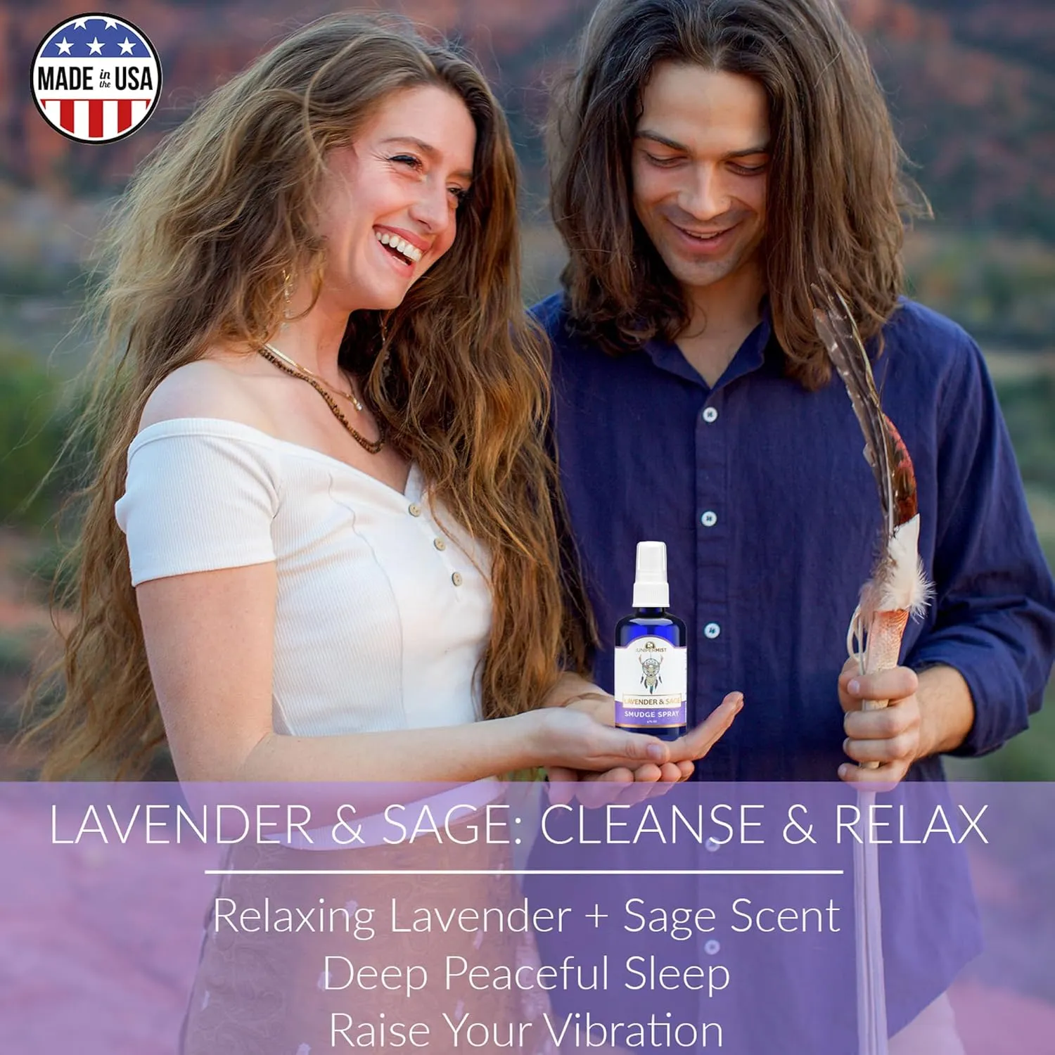 Smudge Spray Gift Set (3x4oz) - Love, Grounding, Cleansing, Awakening - Smudge Spray for Protection  Sage, Palo Santo & Lavender for Smudging  Smokeless Sage Mist  Made in USA