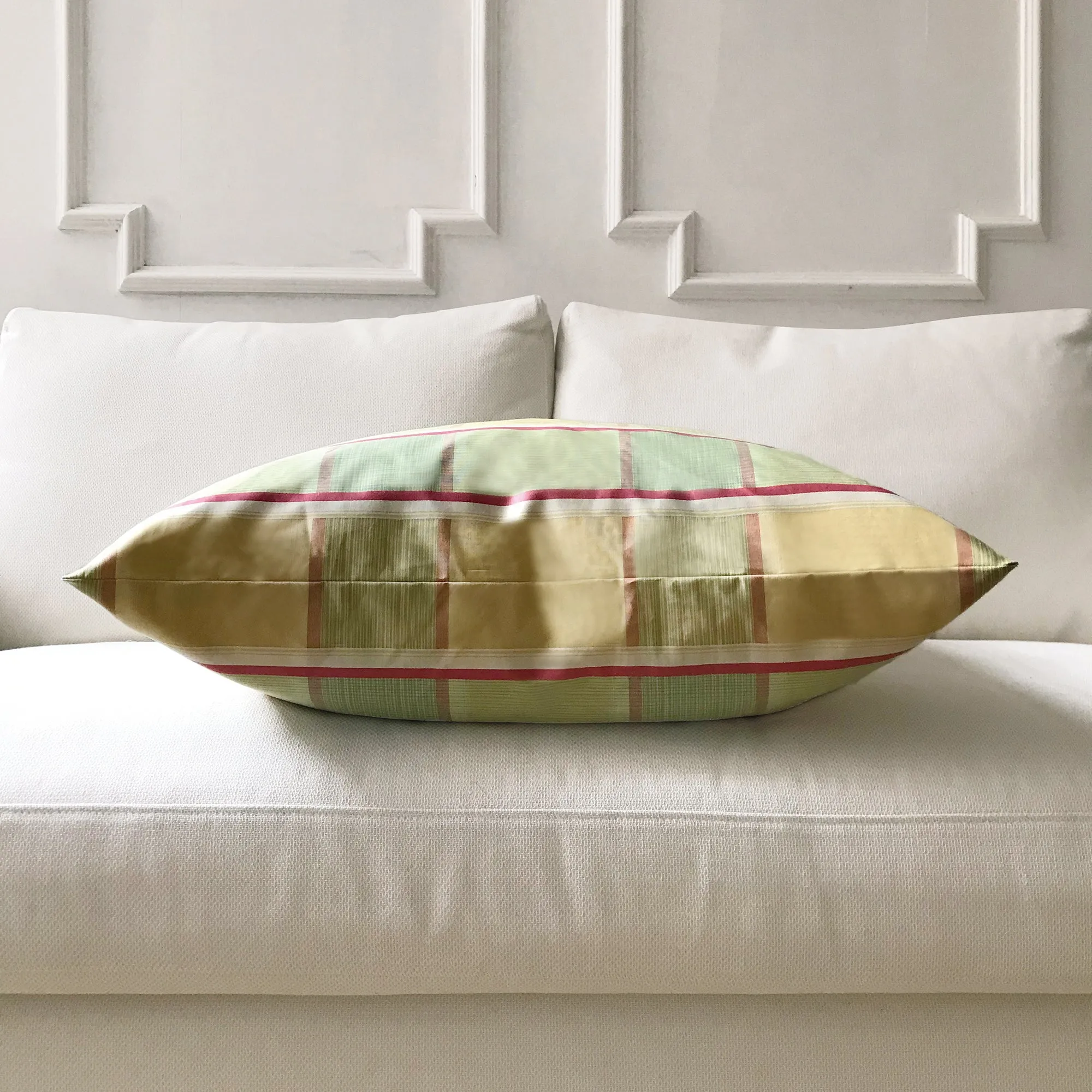 Springtime Plaid Throw Pillow Cover 27x27