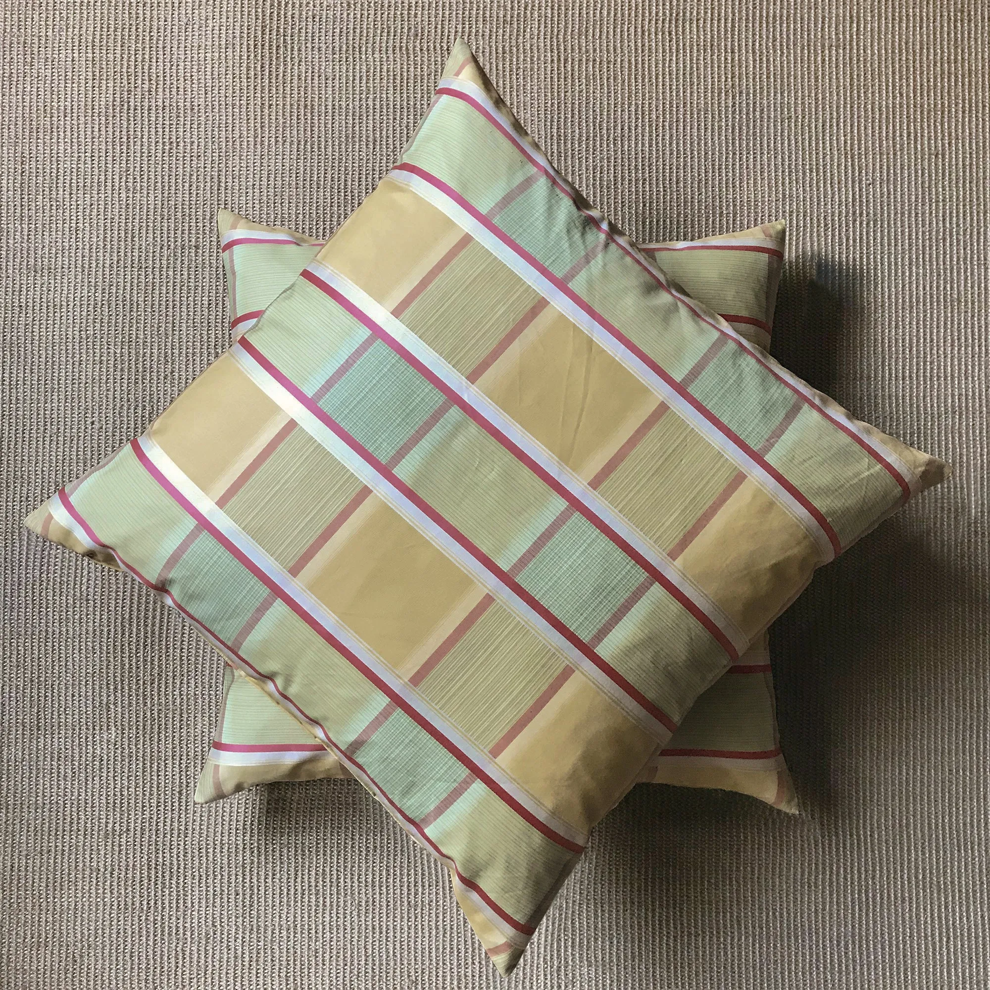 Springtime Plaid Throw Pillow Cover 27x27