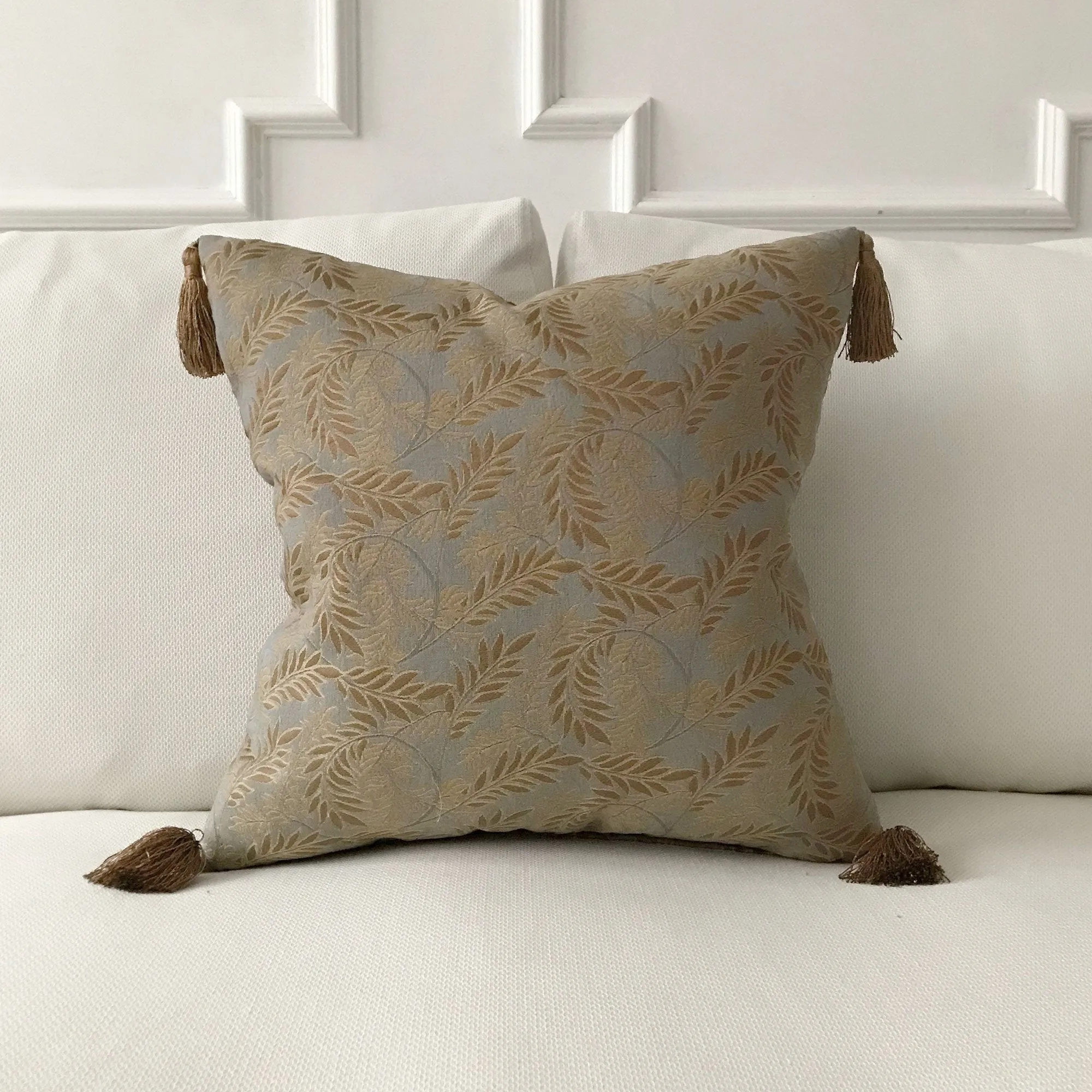 Teal and Gold Botanical Throw Pillow Cover 20x20