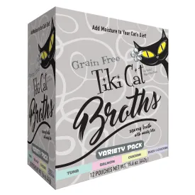 Tiki Cat® Broths Cat Food - Variety Pack, Grain Free 12 Pouches of 1.3oz