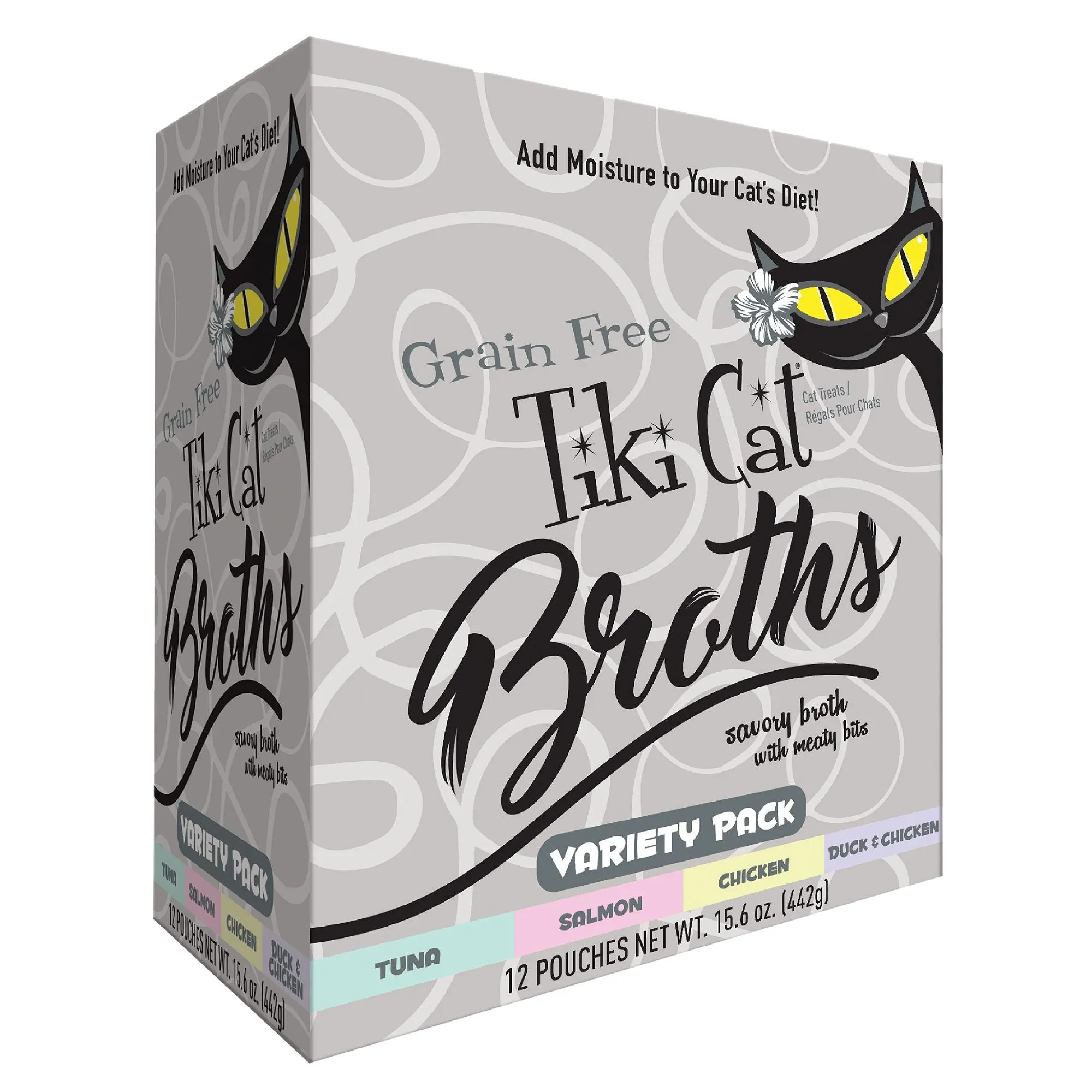 Tiki Cat® Broths Cat Food - Variety Pack, Grain Free 12 Pouches of 1.3oz