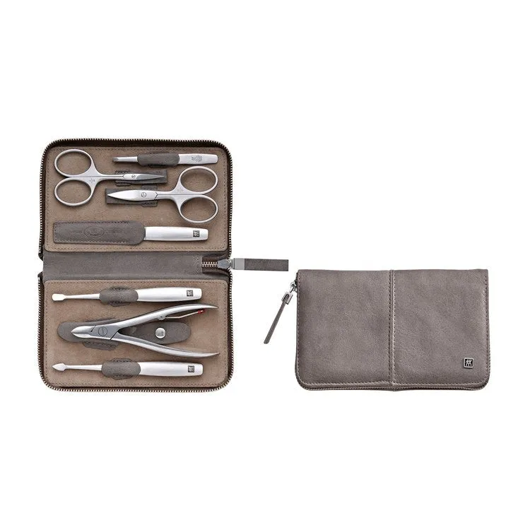 Twinox Eight-Piece Manicure Tool Set with Zipper Case - Taupe