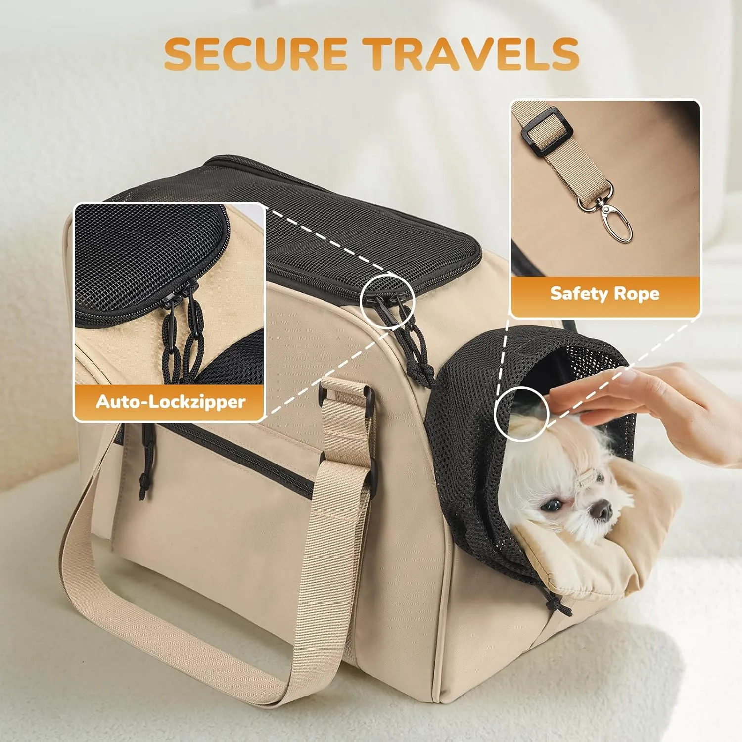 Upgraded Dog Purse Carrier for Small Dogs up to 15lbs, Versatile Pet Bag with a Big Pocket, Breathable Mesh & Comfortable Strap, Lightweight Purse Carrier for Daily Outings, Travel, and Vet Visits