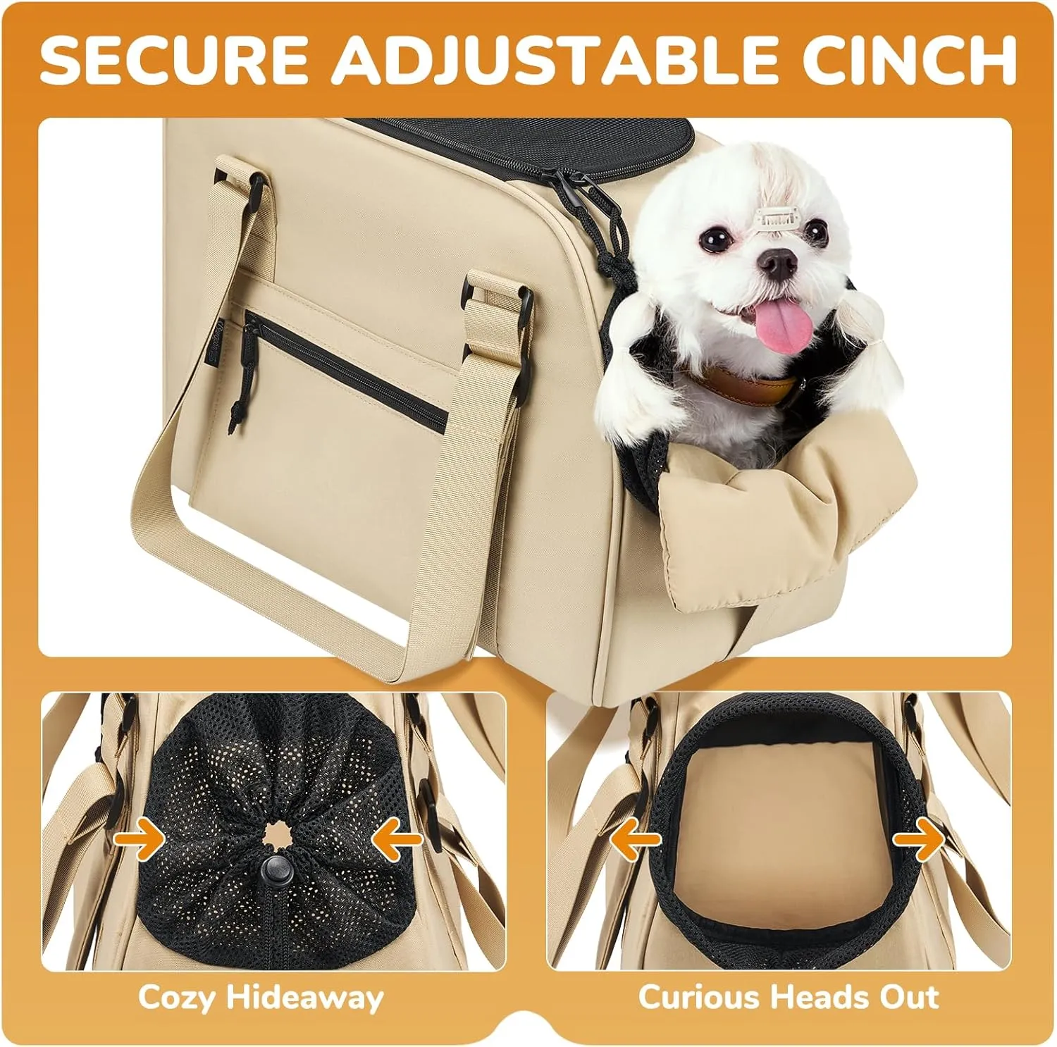 Upgraded Dog Purse Carrier for Small Dogs up to 15lbs, Versatile Pet Bag with a Big Pocket, Breathable Mesh & Comfortable Strap, Lightweight Purse Carrier for Daily Outings, Travel, and Vet Visits
