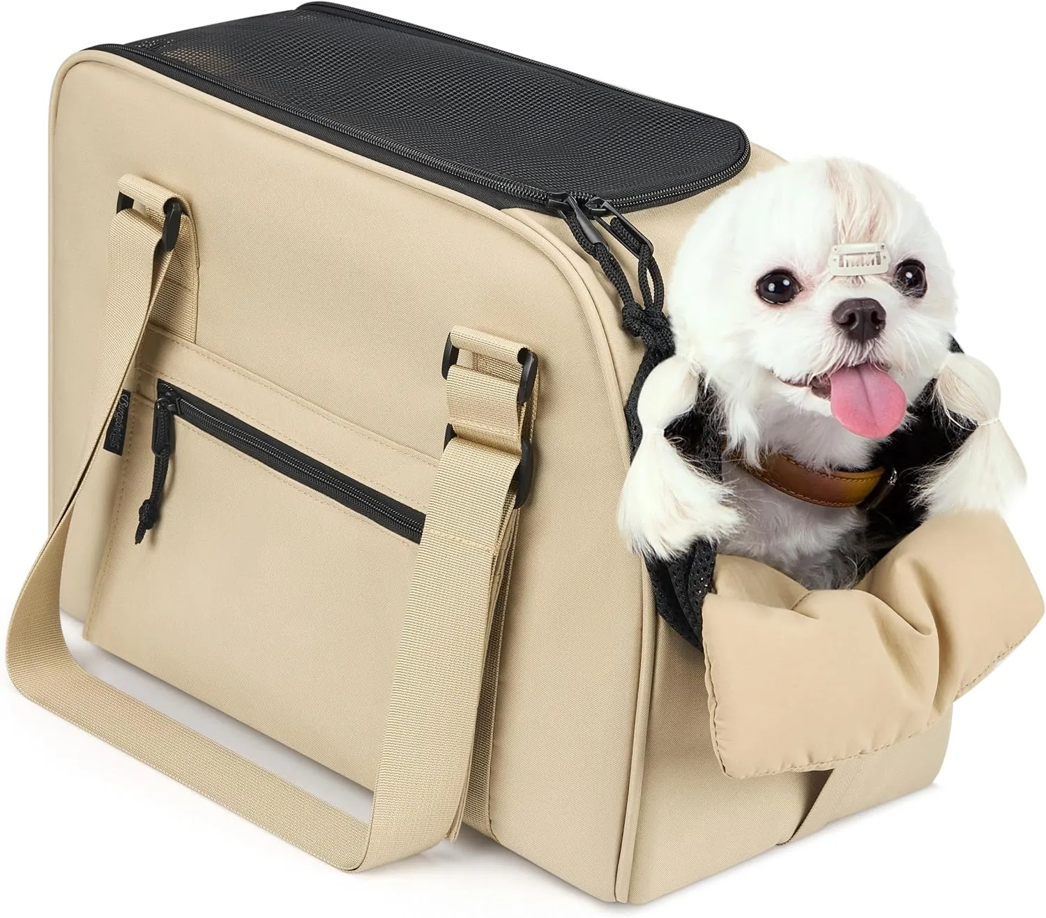 Upgraded Dog Purse Carrier for Small Dogs up to 15lbs, Versatile Pet Bag with a Big Pocket, Breathable Mesh & Comfortable Strap, Lightweight Purse Carrier for Daily Outings, Travel, and Vet Visits