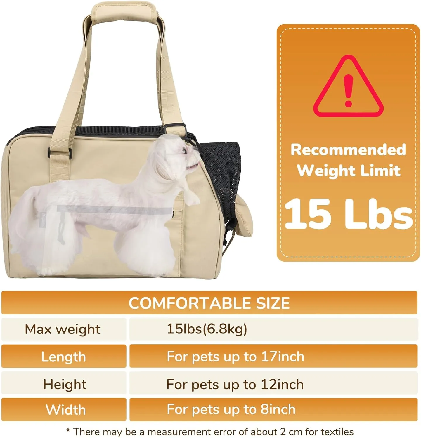 Upgraded Dog Purse Carrier for Small Dogs up to 15lbs, Versatile Pet Bag with a Big Pocket, Breathable Mesh & Comfortable Strap, Lightweight Purse Carrier for Daily Outings, Travel, and Vet Visits