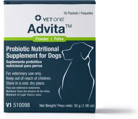 VetOne: Advita Probiotic Powder for Dogs, a Daily Nutritional Supplement to Maintain Immune System, Appetite, & Digestion in 30, 1g Packets (6-Pack)