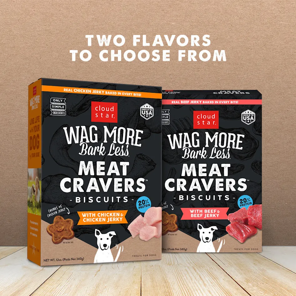 Wag More Bark Less Meat Cravers Dog Biscuits (Beef & Beef Jerky) - 12oz