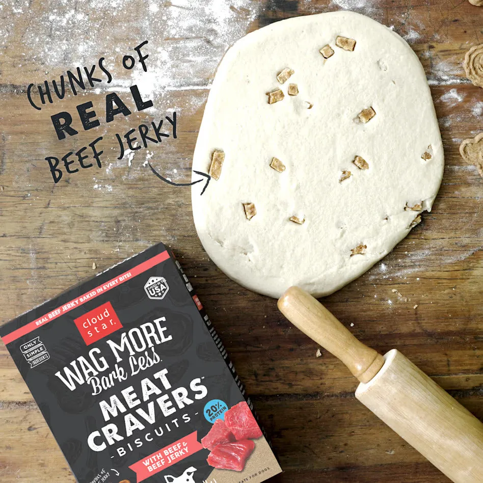 Wag More Bark Less Meat Cravers Dog Biscuits (Beef & Beef Jerky) - 12oz