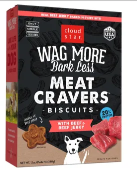 Wag More Bark Less Meat Cravers Dog Biscuits (Beef & Beef Jerky) - 12oz
