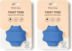 Wild One Small Twist Toss Dog Toy 100% Natural Rubber, Fun to Chew, Durable for All Breeds, Fetch Toy, Treat Dispensing Moonstone Set of 2