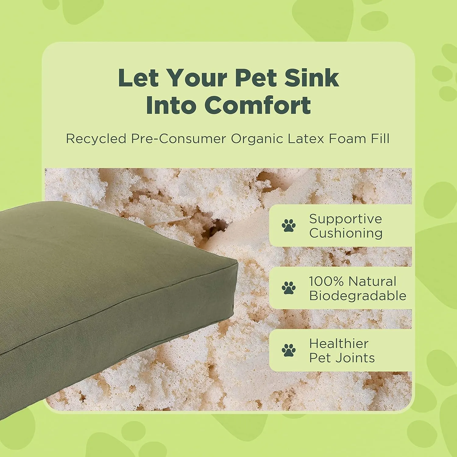 X-Large - 48 x 30 x 5 - Cactus Premium Organic Hemp Dog Bed - Organic Latex Fill - Removeable Cover